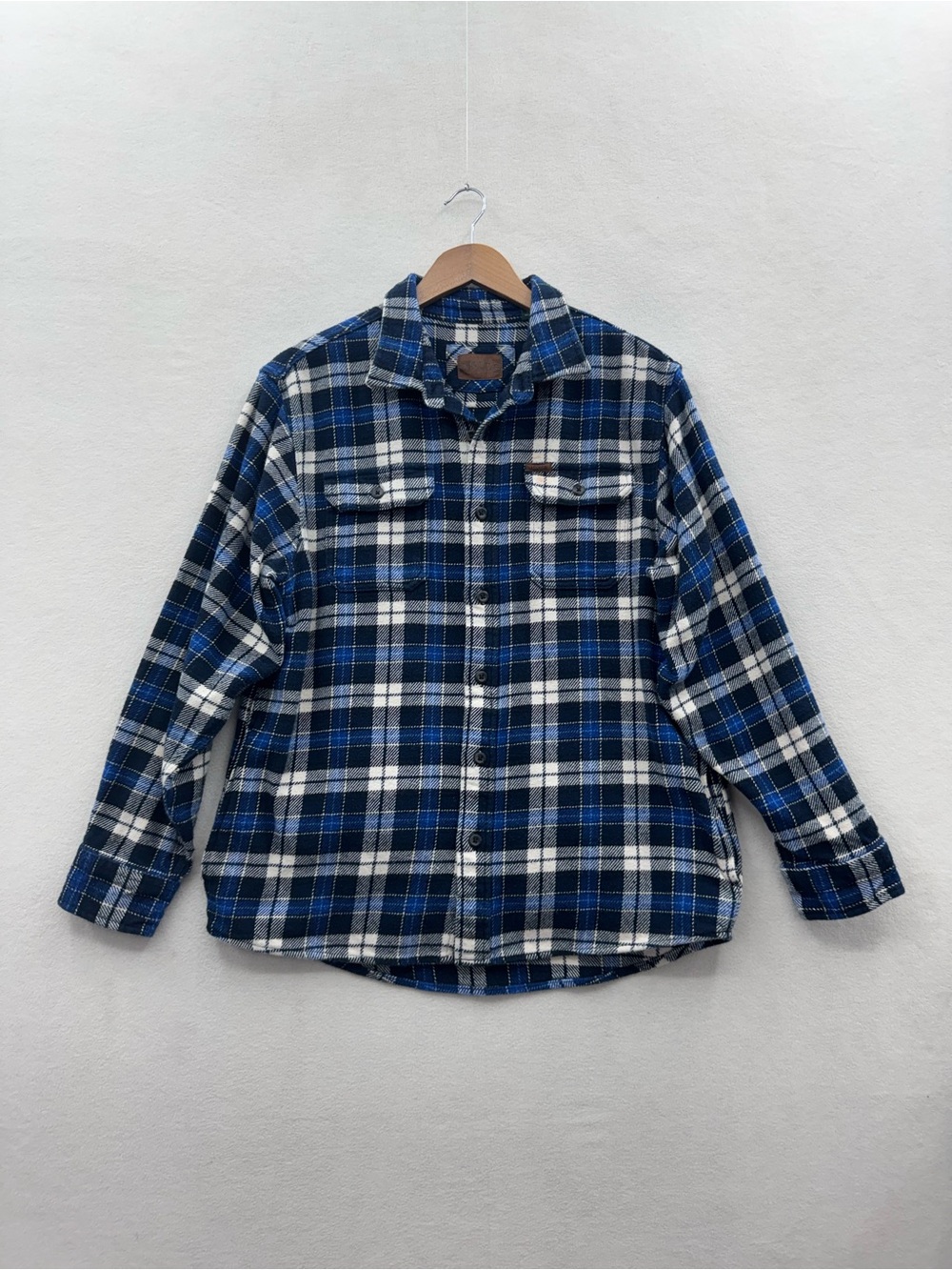 Orvis Mens Large Jacket Shacket Heavy Blue Plaid Flannel